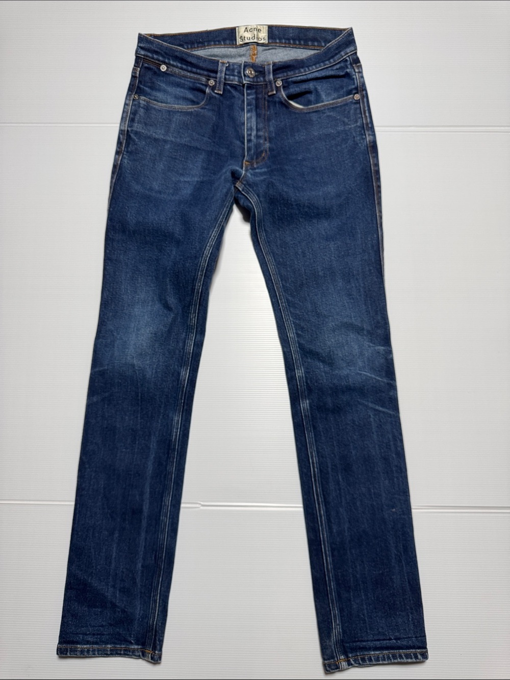 ACNE STUDIOS Men's Max Straight Raw Slim Fit Indigo Jeans Zip Fly 5 Pocket 30/32